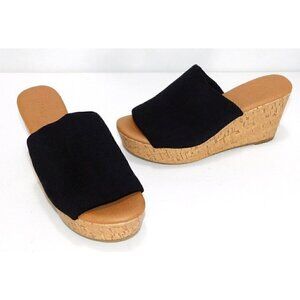 SONOMA Life & Style black textile slip on high heel sandals woman's size 6, NEW!